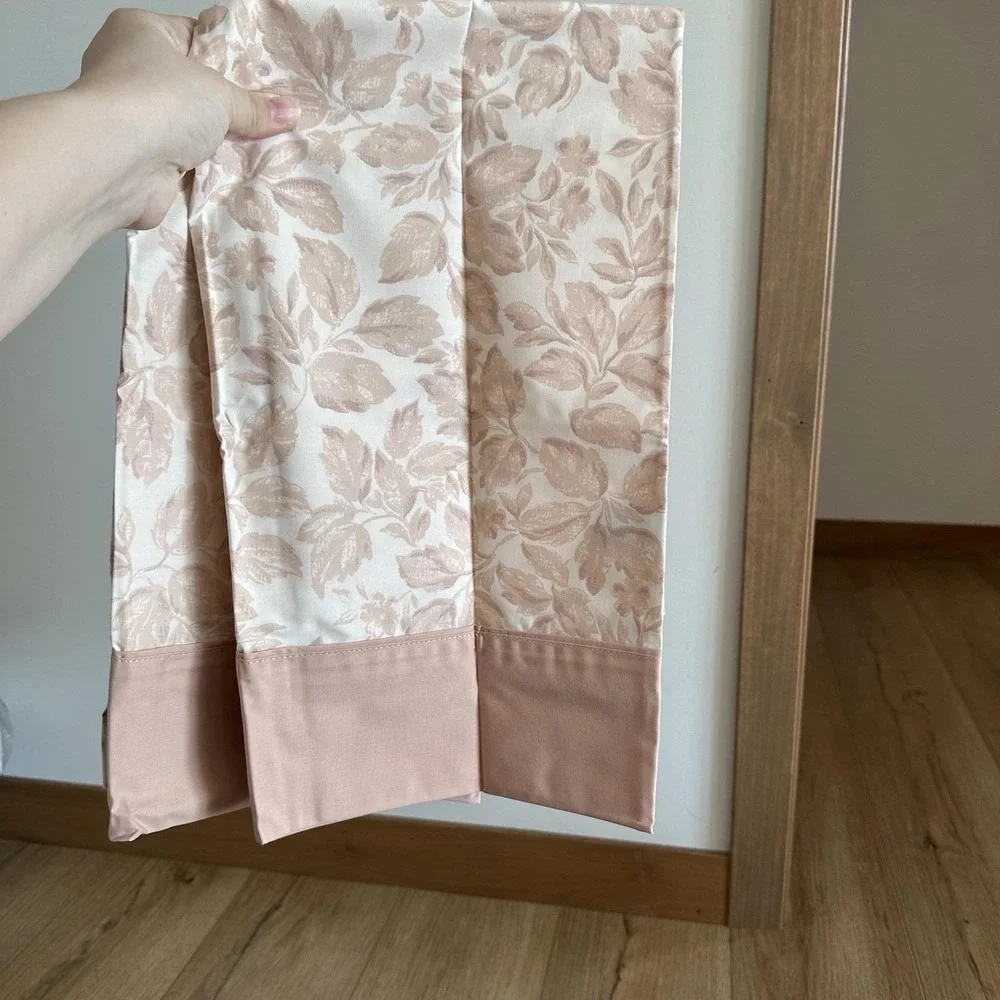 VTG New Set 2 Standard Pillowcases Pale Pink Leaf Print JC Penney‎ Cotton Blend